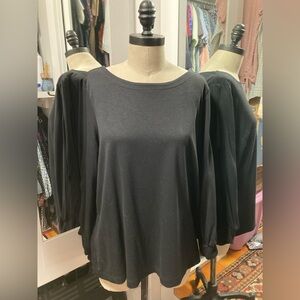 Loft - Women’s Black Open Sleeve Jersey Top, Size XL Petite